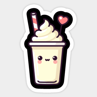 Kawaii Vanilla Milkshake Ice Cream with a Heart | Cute Kawaii Design for Ice Cream Lovers Sticker